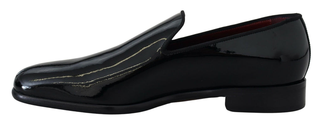Dolce & Gabbana Black Patent Slipper Loafers Slipon Shoes Dolce & Gabbana