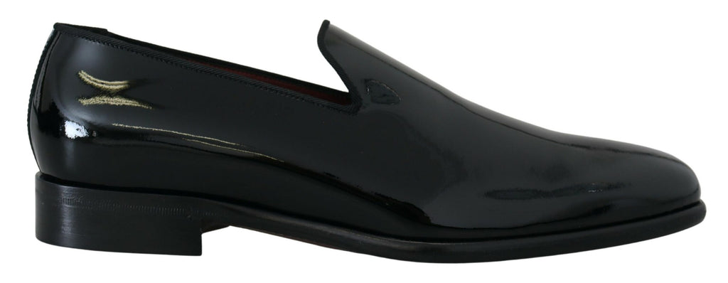 Dolce & Gabbana Black Patent Slipper Loafers Slipon Shoes Dolce & Gabbana