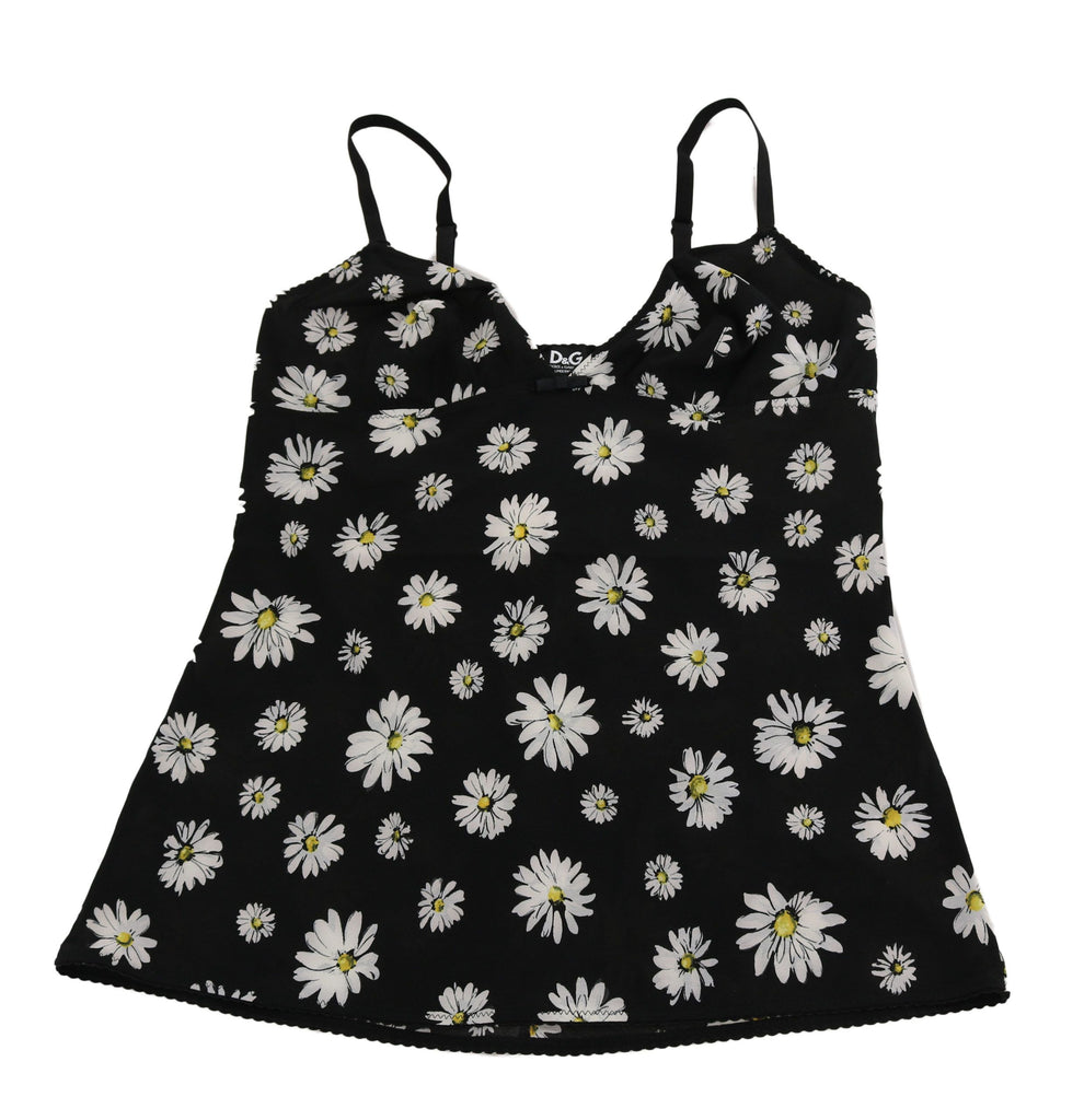 Dolce & Gabbana Black Daisy Print Dress Lingerie Chemisole - Luxe & Glitz