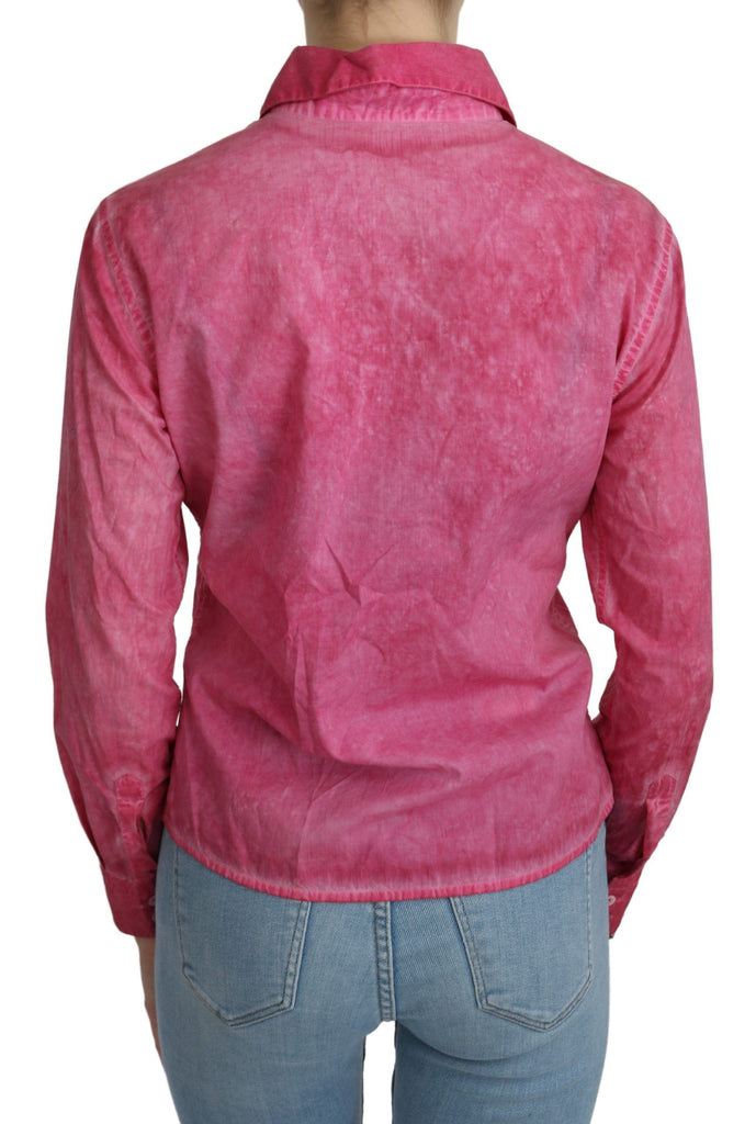 Ermanno Scervino Pink Collared Long Sleeve Shirt Blouse Top - Luxe & Glitz