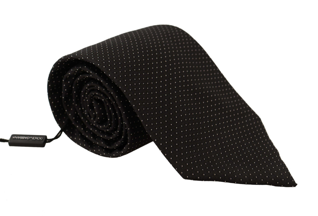 Dolce & Gabbana Black White Polka dots Silk Adjustable Tie - Luxe & Glitz