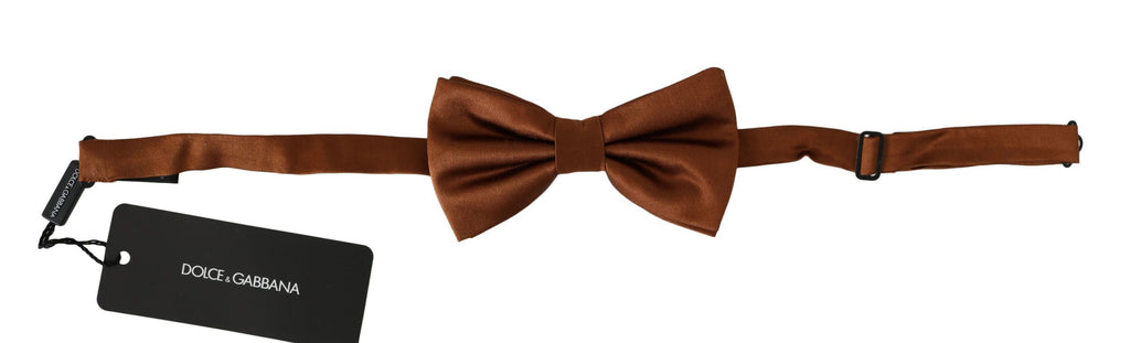 Dolce & Gabbana Men Brown 100% Silk Adjustable Neck Papillon Bow Tie - Luxe & Glitz