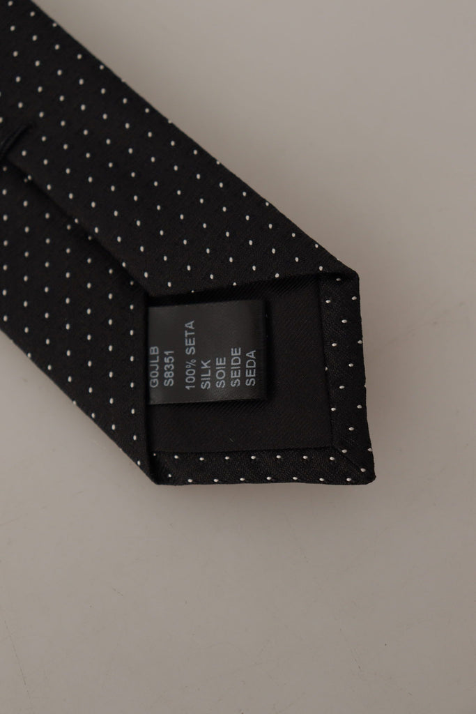 Dolce & Gabbana Black White Polka dots Silk Adjustable Tie - Luxe & Glitz