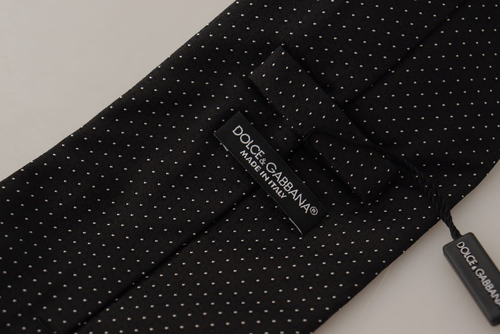 Dolce & Gabbana Black White Polka dots Silk Adjustable Tie - Luxe & Glitz