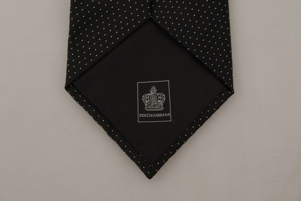 Dolce & Gabbana Black White Polka dots Silk Adjustable Tie - Luxe & Glitz