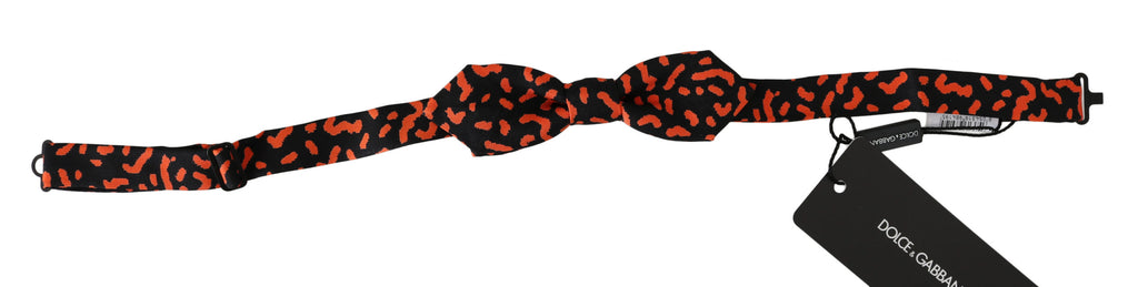 Dolce & Gabbana Orange Black Pattern Adjustable Neck Papillon Men Bow Tie - Luxe & Glitz