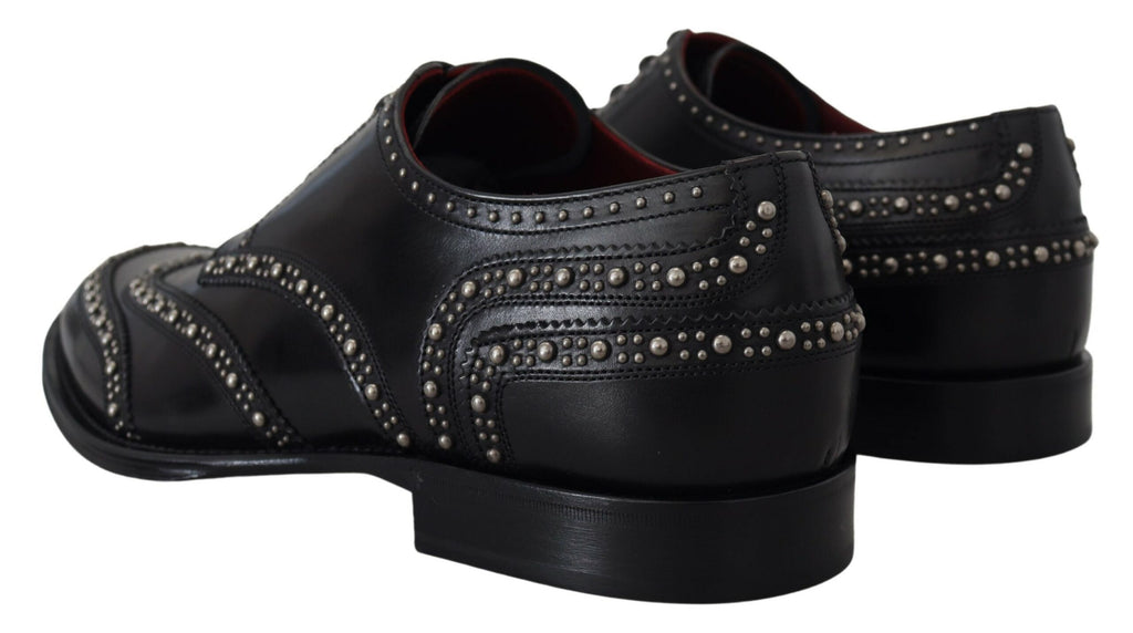 Dolce & Gabbana Black Leather Derby Dress Studded Shoes Dolce & Gabbana