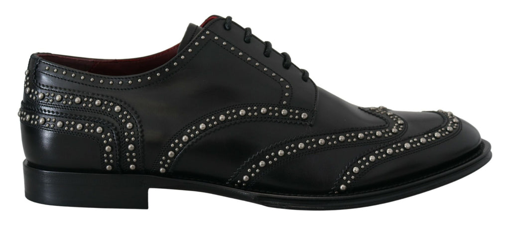 Dolce & Gabbana Black Leather Derby Dress Studded Shoes Dolce & Gabbana
