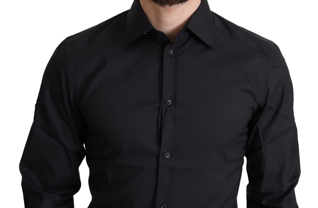 Dolce & Gabbana Black Cotton Blend Formal Dress Shirt - Luxe & Glitz