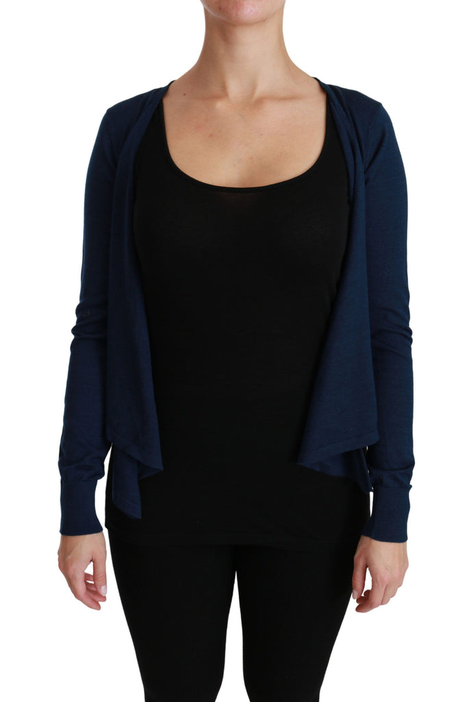 Dolce & Gabbana Blue Long Sleeve Cardigan Vest Cashmere Sweater - Luxe & Glitz