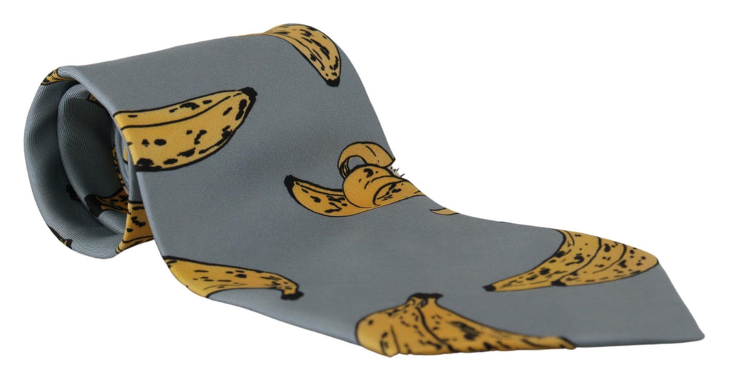 Dolce & Gabbana Blue Yellow Banana Print Necktie Accessory 100%Silk  Tie - Luxe & Glitz