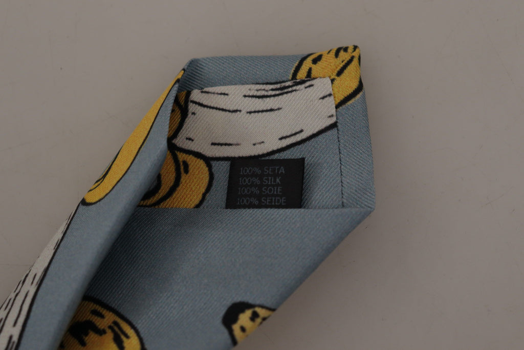 Dolce & Gabbana Blue Yellow Banana Print Necktie Accessory 100%Silk  Tie - Luxe & Glitz