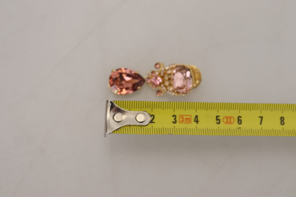 Dolce & Gabbana Gold Tone Brass Crystal Jewelry Dangling Pin Brooch Dolce & Gabbana