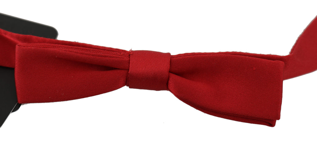 Dolce & Gabbana Red 100% Silk Slim Adjustable Neck Papillon Bow Tie - Luxe & Glitz