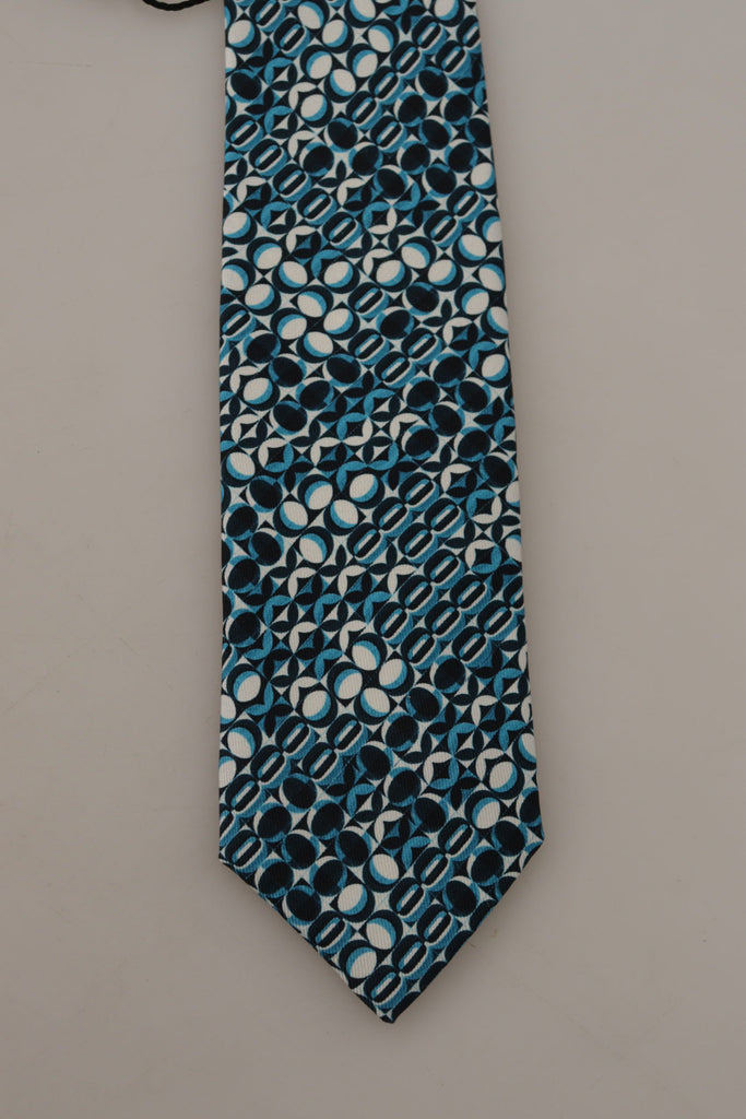 Dolce & Gabbana Blue Circle Fantasy Print Silk Adjustable Accessory Tie - Luxe & Glitz