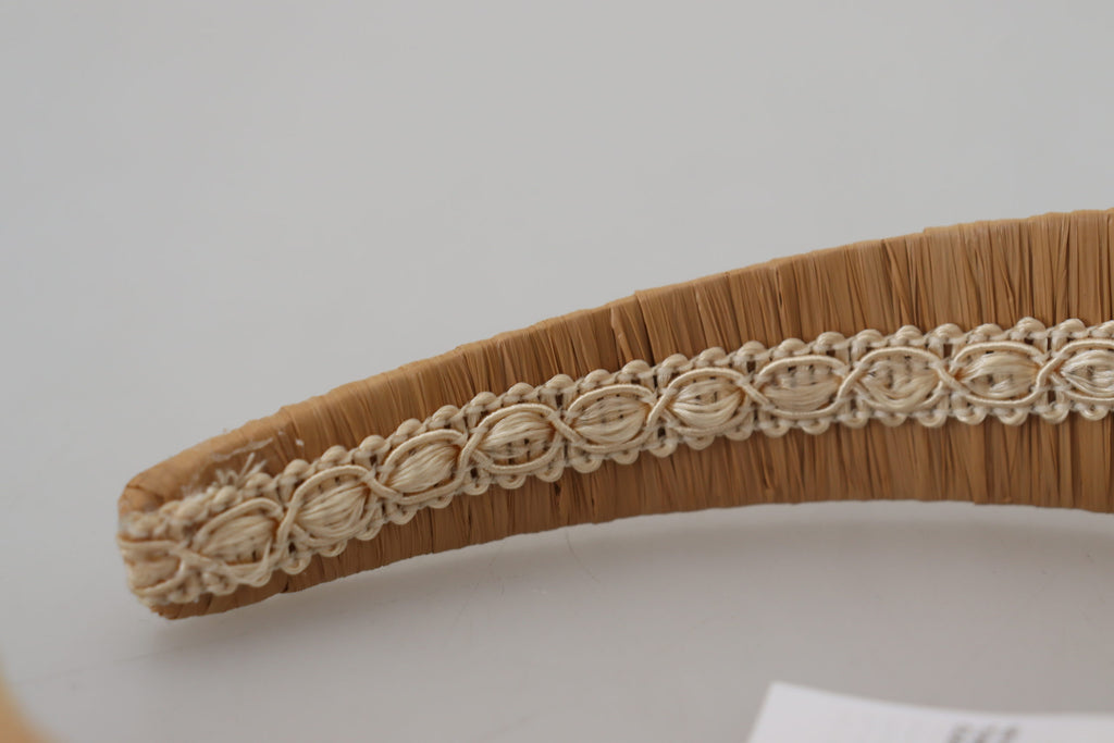 Dolce & Gabbana Beige Viscose Women Hair Headband Diadem - Luxe & Glitz