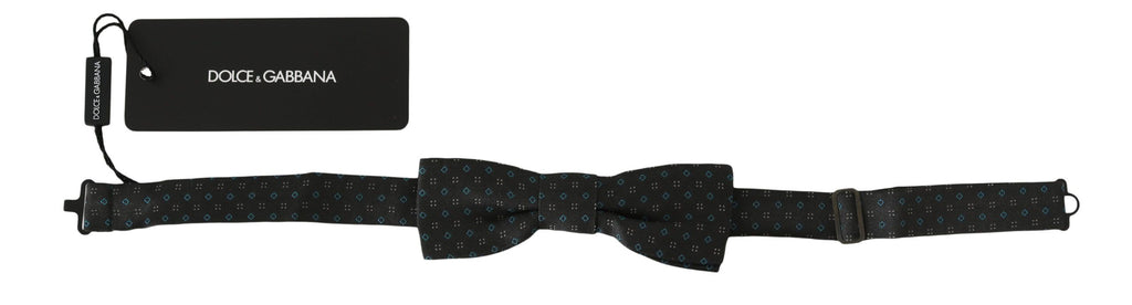 Dolce & Gabbana Men Gray Pattern Silk Adjustable Neck Papillon Bow Tie - Luxe & Glitz
