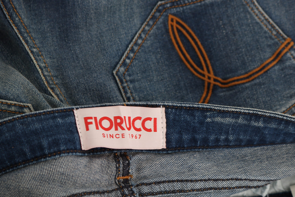 Fiorucci Blue Washed Mid Waist Slim Fit Denim Jeans Fiorucci