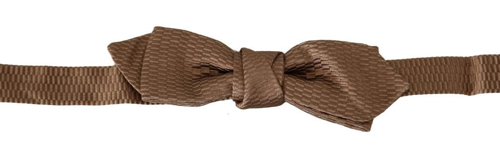 Dolce & Gabbana Men Brown Gold Adjustable Neck Papillon Bow Tie - Luxe & Glitz