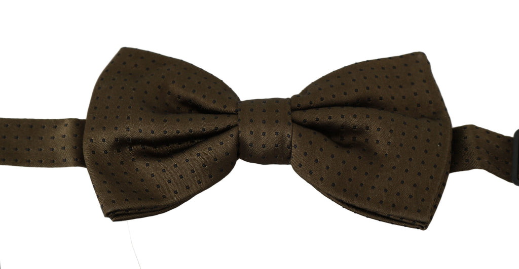 Dolce & Gabbana Brown Polka Dots Silk Adjustable Neck Papillon Men Bow Tie - Luxe & Glitz