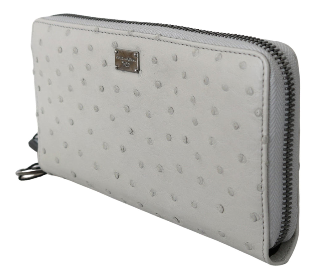 Dolce & Gabbana White Ostrich Leather Continental Mens Clutch Wallet - Luxe & Glitz