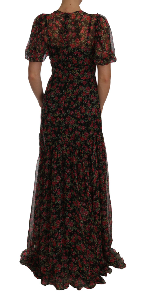 Dolce & Gabbana Black Floral Roses A-Line Shift Gown - Luxe & Glitz