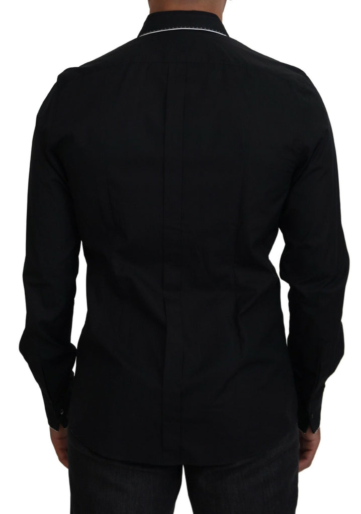 Dolce & Gabbana GOLD Black Tuxedo Slim Fit Cotton Shirt Dolce & Gabbana