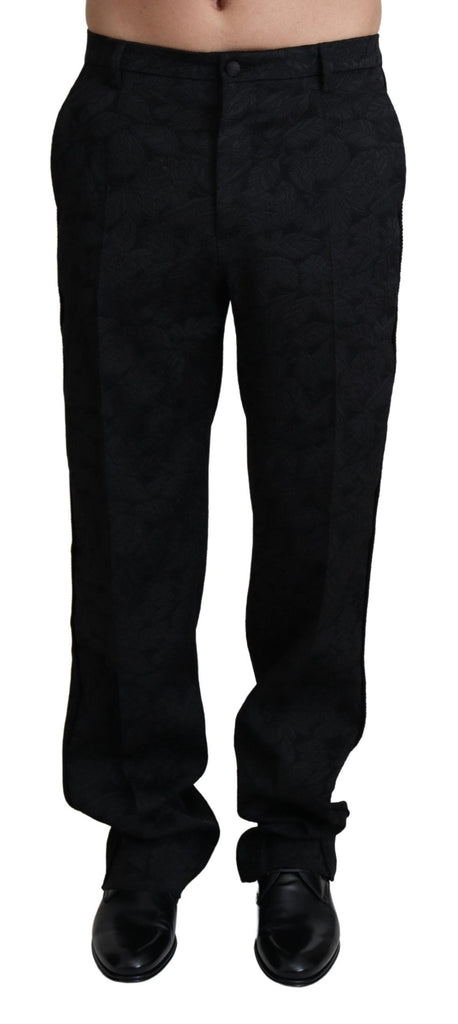 Dolce & Gabbana Black Jaquard Formal Men Trouser Pants - Luxe & Glitz