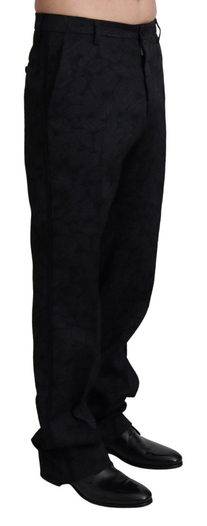 Dolce & Gabbana Black Jaquard Formal Men Trouser Pants - Luxe & Glitz