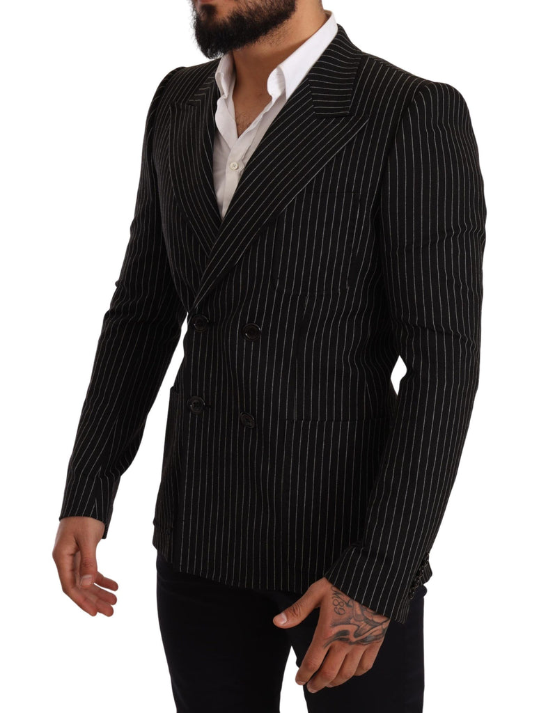 Dolce & Gabbana Black White Striped Slim Fit Coat Blazer - Luxe & Glitz