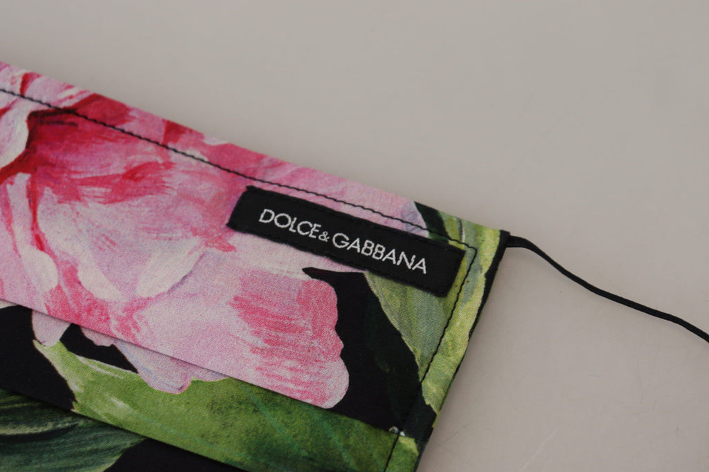 Dolce & Gabbana Black Floral Pleated Elastic Ear Strap Face Mask - Luxe & Glitz