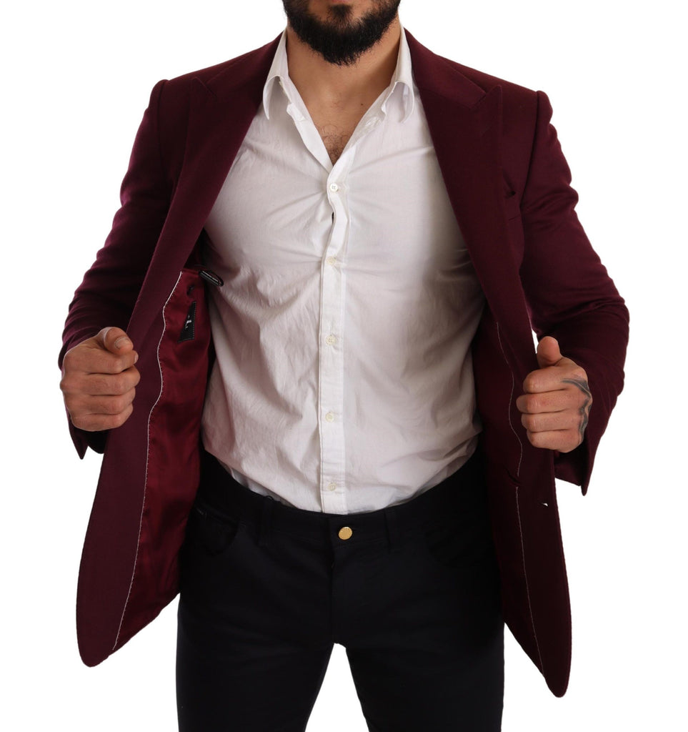 Dolce & Gabbana Maroon Cashmere Slim Fit Coat Jacket Blazer - Luxe & Glitz