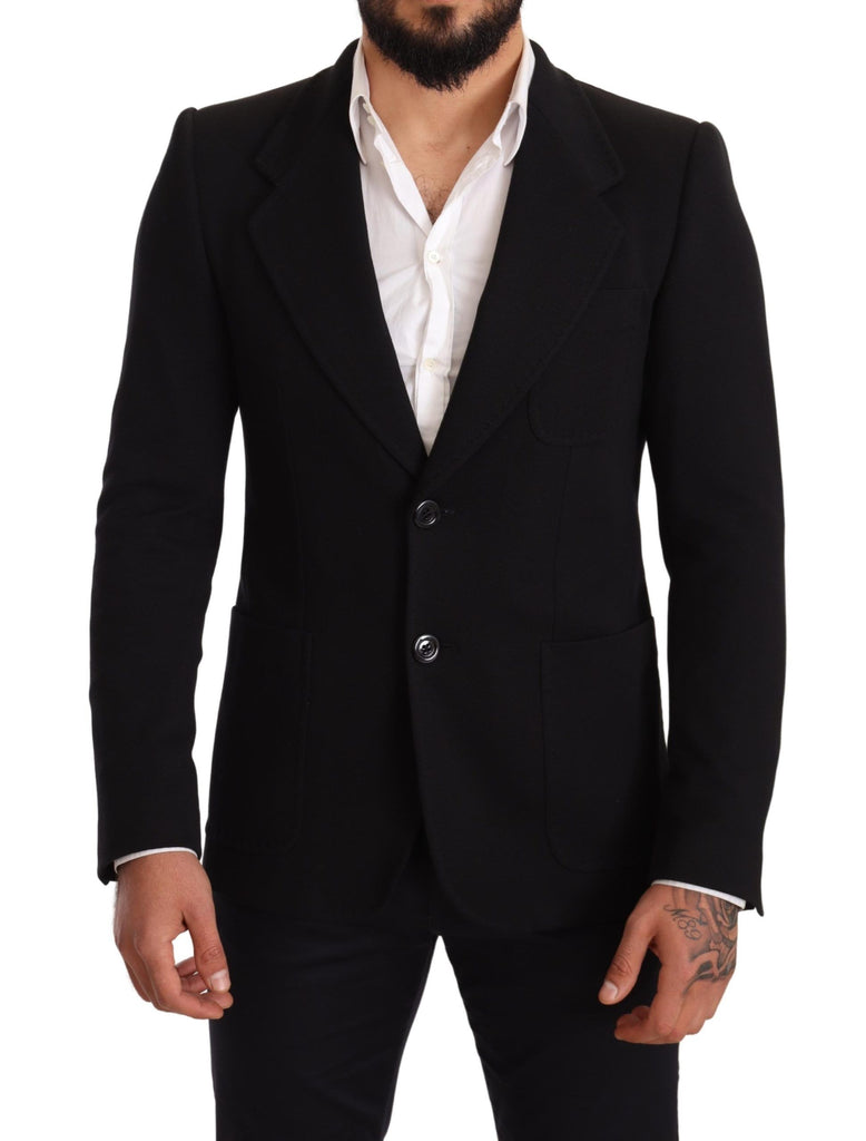Dolce & Gabbana Black Cotton Slim Fit Coat Jacket  Blazer - Luxe & Glitz