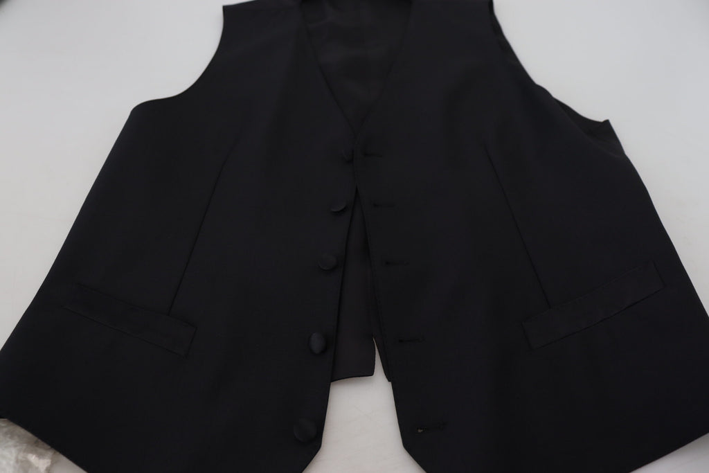 Dolce & Gabbana Black Virgin Wool Waistcoat Formal Vest Dolce & Gabbana