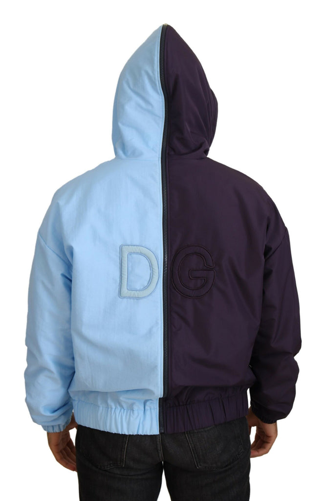 Dolce & Gabbana Black Blue DG Hooded Full Zip Men Jacket Dolce & Gabbana