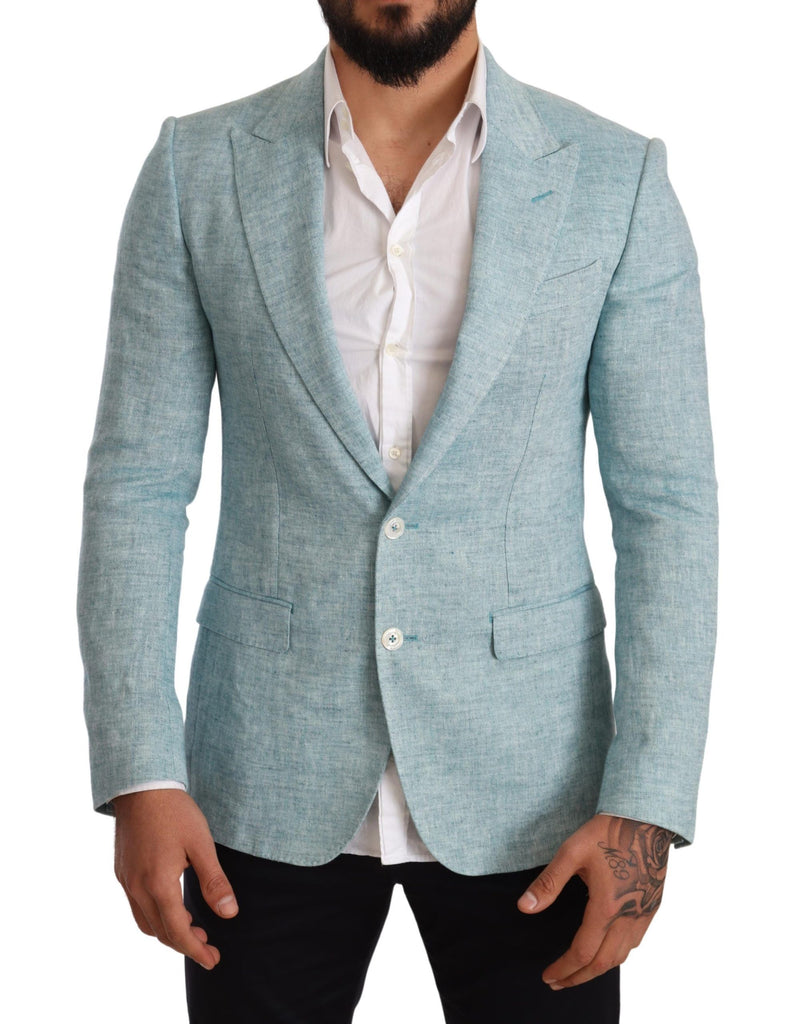 Dolce & Gabbana Blue Slim Fit Linen Coat TAORMINA Blazer - Luxe & Glitz