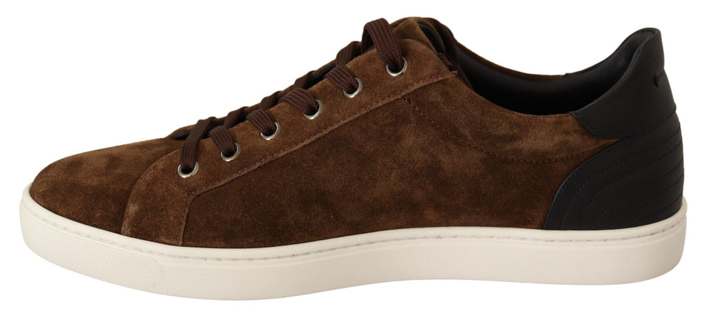 Dolce & Gabbana Brown Suede Leather Mens Low Tops Sneakers Dolce & Gabbana