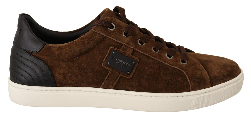 Dolce & Gabbana Brown Suede Leather Mens Low Tops Sneakers Dolce & Gabbana