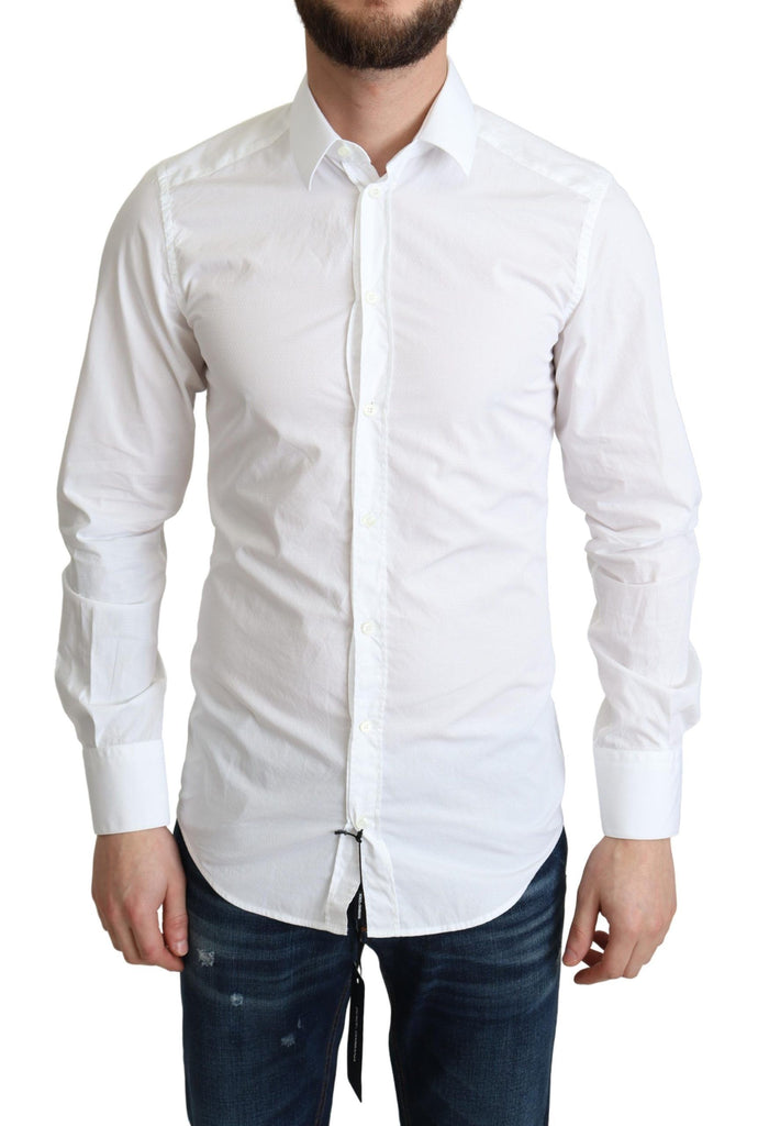 Dolce & Gabbana White Cotton Long Sleeves Men Formal Shirt - Luxe & Glitz