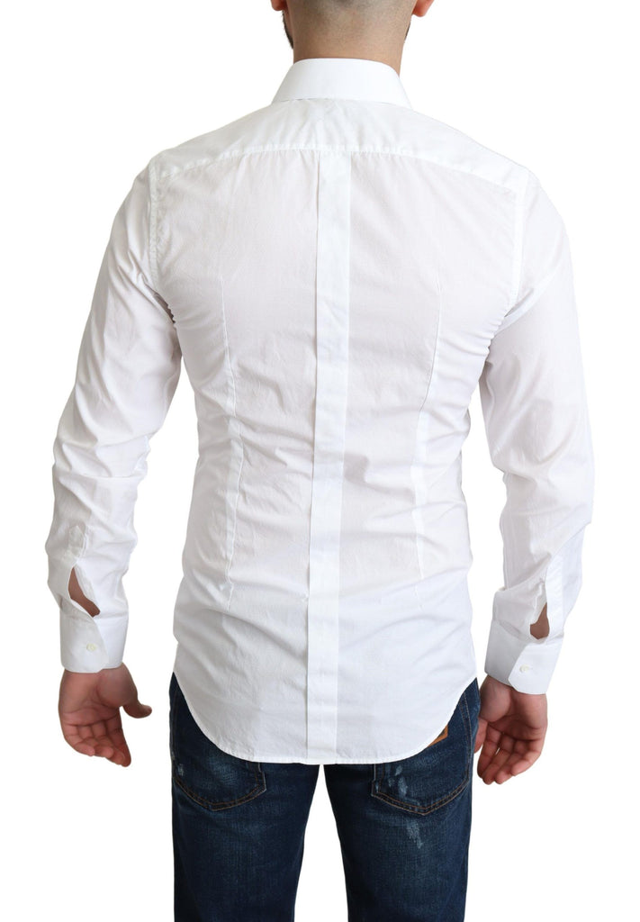 Dolce & Gabbana White Cotton Long Sleeves Men Formal Shirt - Luxe & Glitz