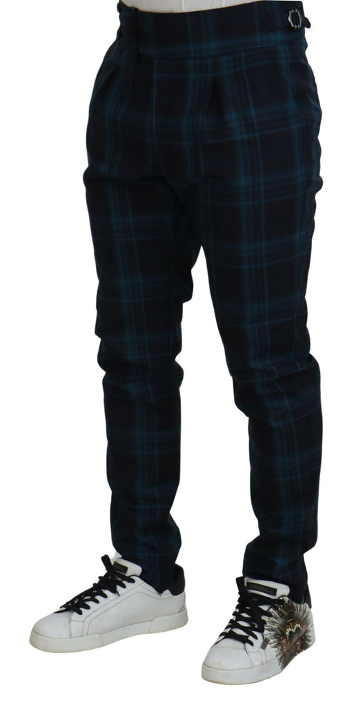 Dolce & Gabbana Blue Purple Plaid Wool Trousers Pants Dolce & Gabbana