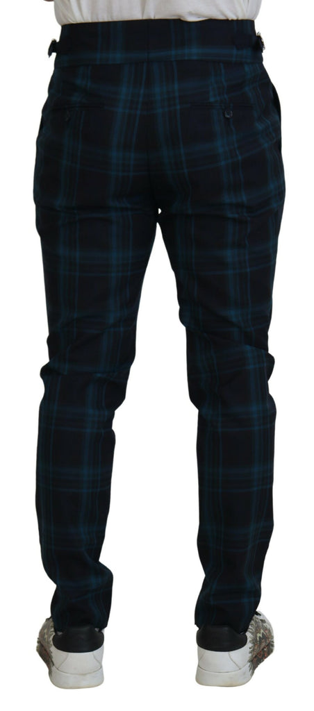 Dolce & Gabbana Blue Purple Plaid Wool Trousers Pants Dolce & Gabbana