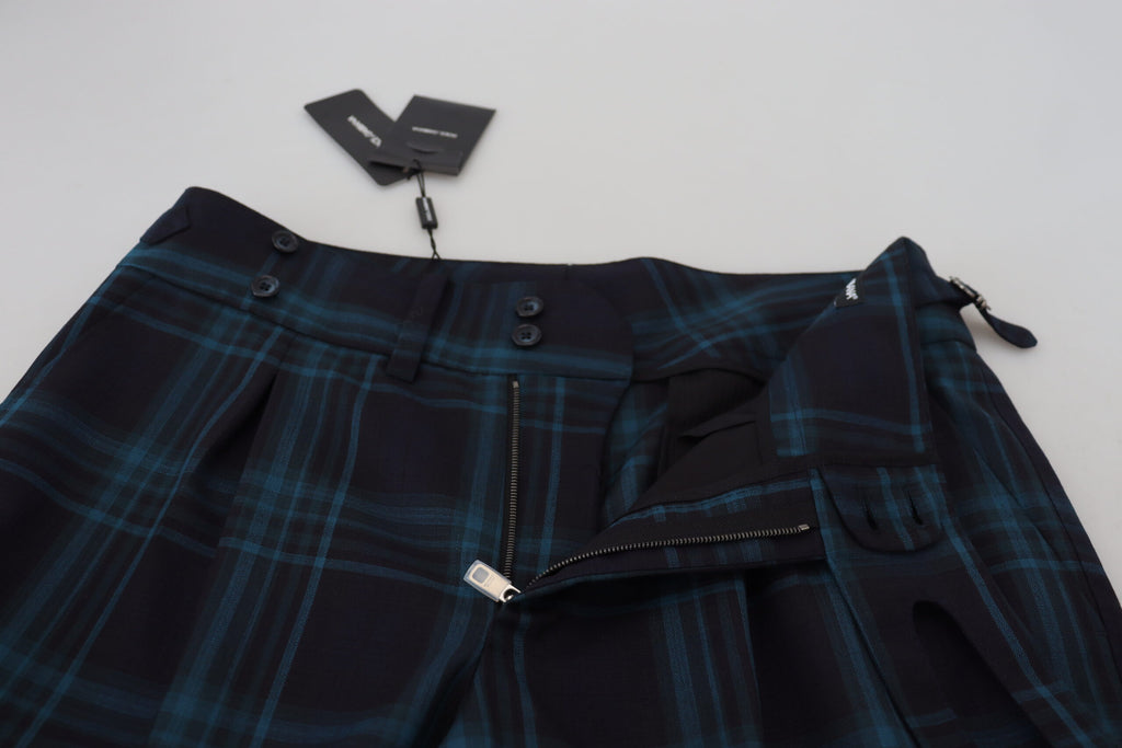 Dolce & Gabbana Blue Purple Plaid Wool Trousers Pants Dolce & Gabbana