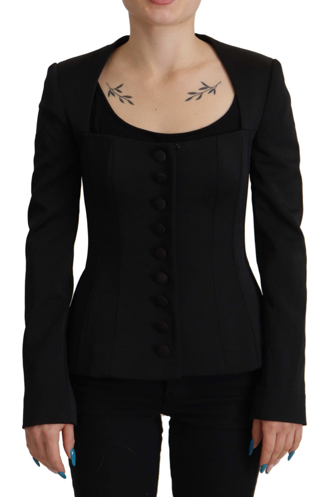 Dolce & Gabbana Black Slim Fit Long Sleeves Snap Jacket Dolce & Gabbana