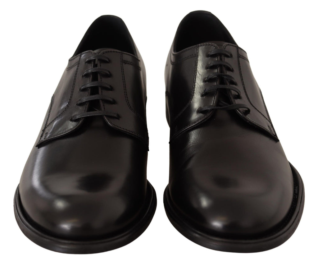Dolce & Gabbana Black Leather Lace Up Mens Formal Derby Shoes Dolce & Gabbana