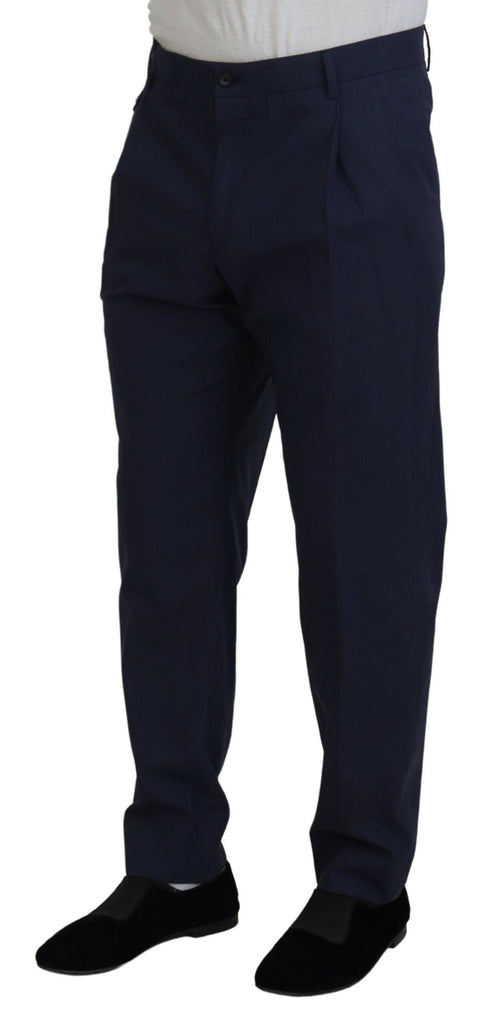 Dolce & Gabbana Dark Blue Cotton Chino Formal Pants Dolce & Gabbana