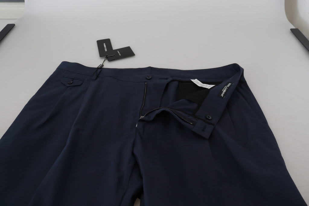 Dolce & Gabbana Dark Blue Cotton Chino Formal Pants Dolce & Gabbana