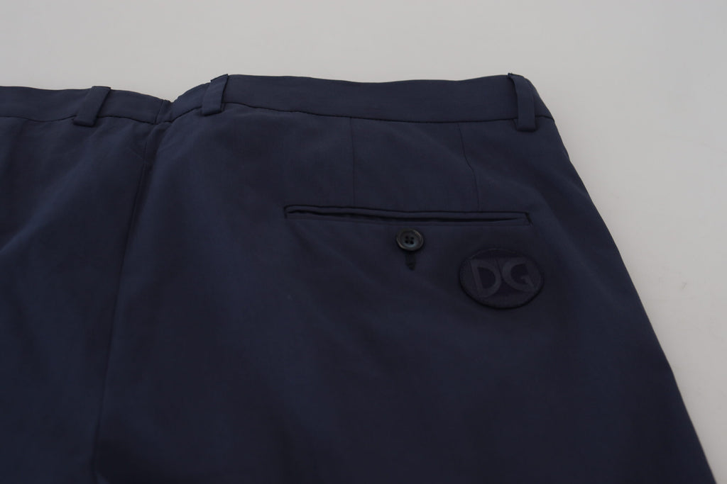 Dolce & Gabbana Dark Blue Cotton Chino Formal Pants Dolce & Gabbana