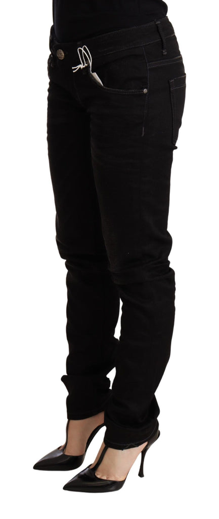 Acht Black Low Waist Skinny Denim Cotton Trouser - Luxe & Glitz