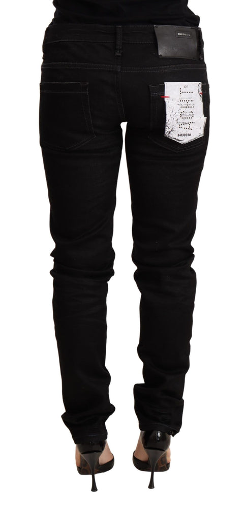 Acht Black Low Waist Skinny Denim Cotton Trouser - Luxe & Glitz